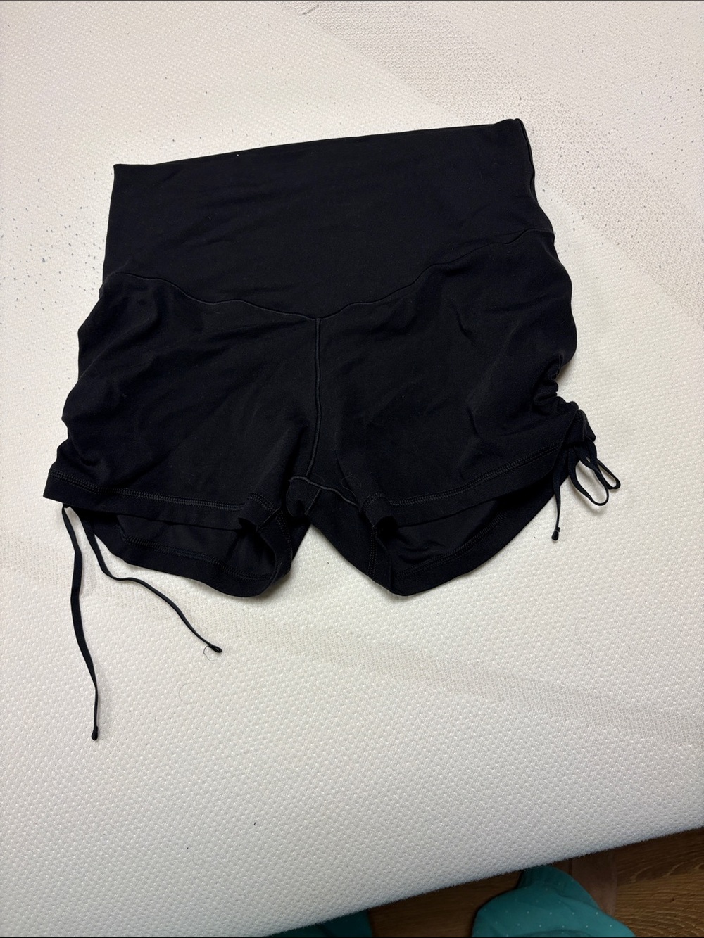 High-Waist Black Side-Drawstring Women’s Shorts